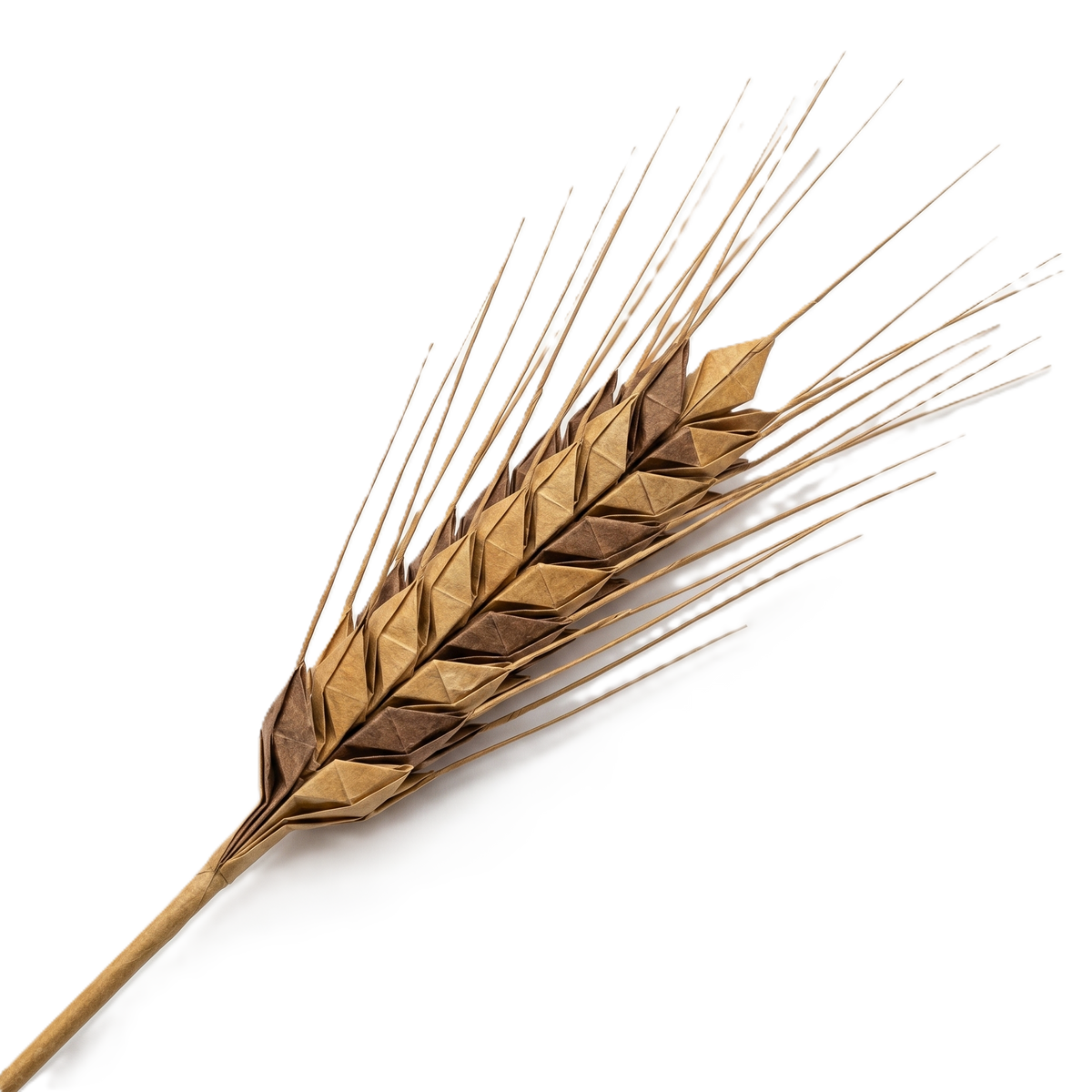 Folded paper origami sheaf of wheat on a soft warm-paper background