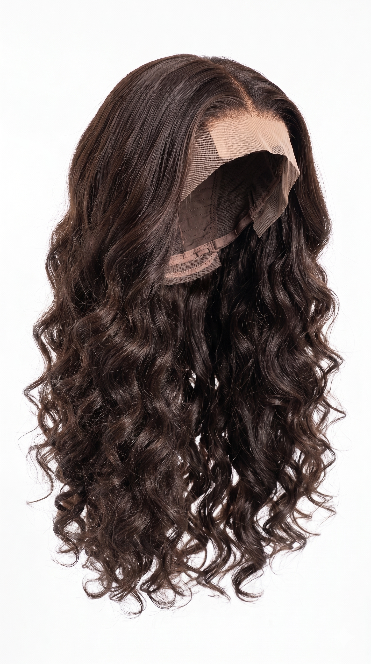 Aichabelle Silky Smooth Long Wave Wig — brown wavy, lace front, profile view