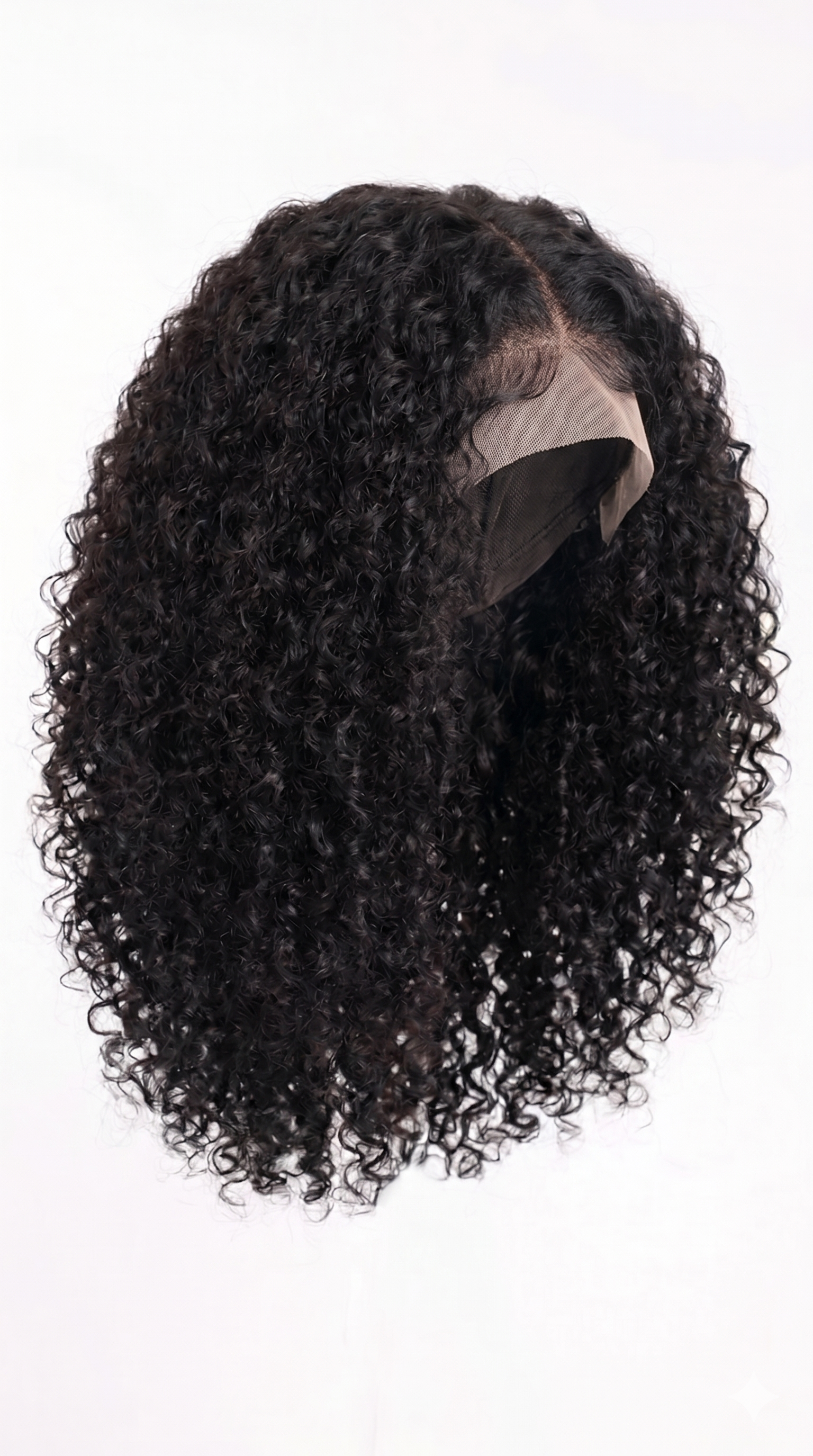 Aichabelle Curly Wavy Medium Wig — black curly, profile view