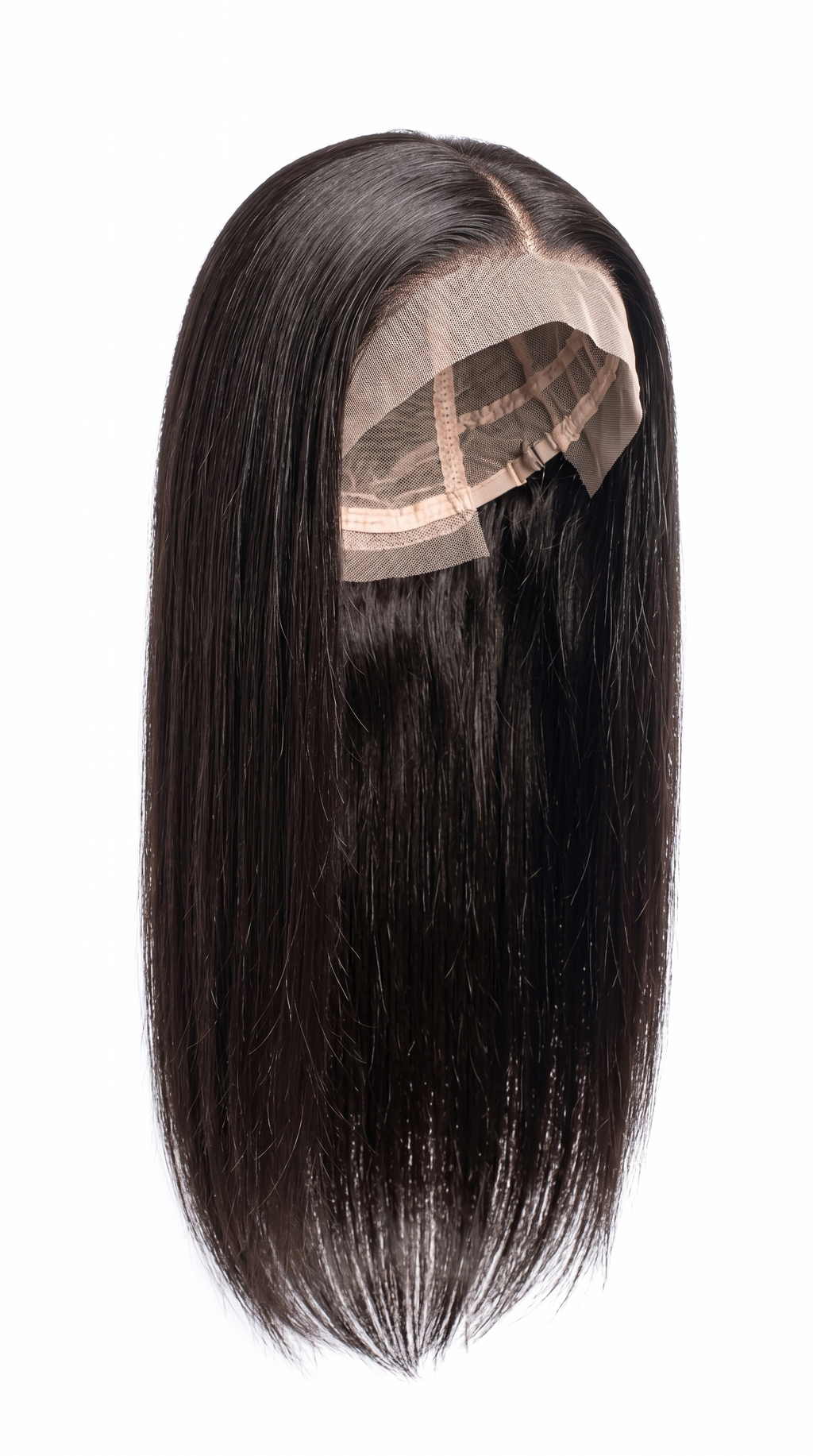 Aichabelle Straight Long Silky Wig — black straight, lace closure, profile view