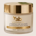 Jar of aichabelle L'Essence de Galago Regenerative Face Cream with gold lid on a beige background