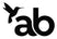 Logo with a black silhouette of a hummingbird and the letters 'ab' on a white background