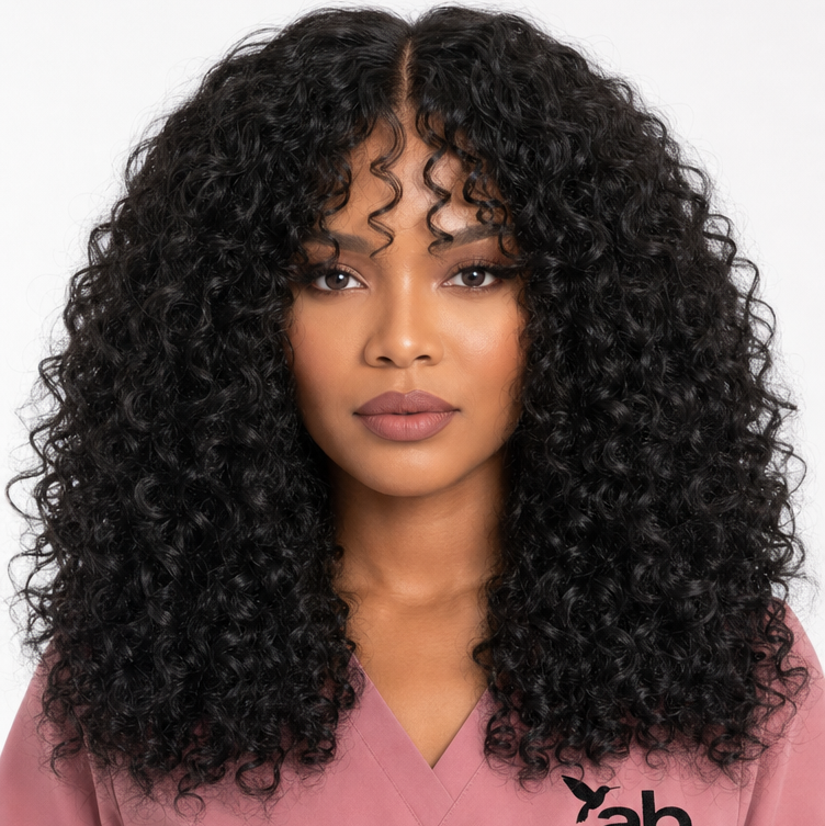 Aichabelle Curly Wavy Medium Wig — 20-inch curly, natural human hair, lace front
